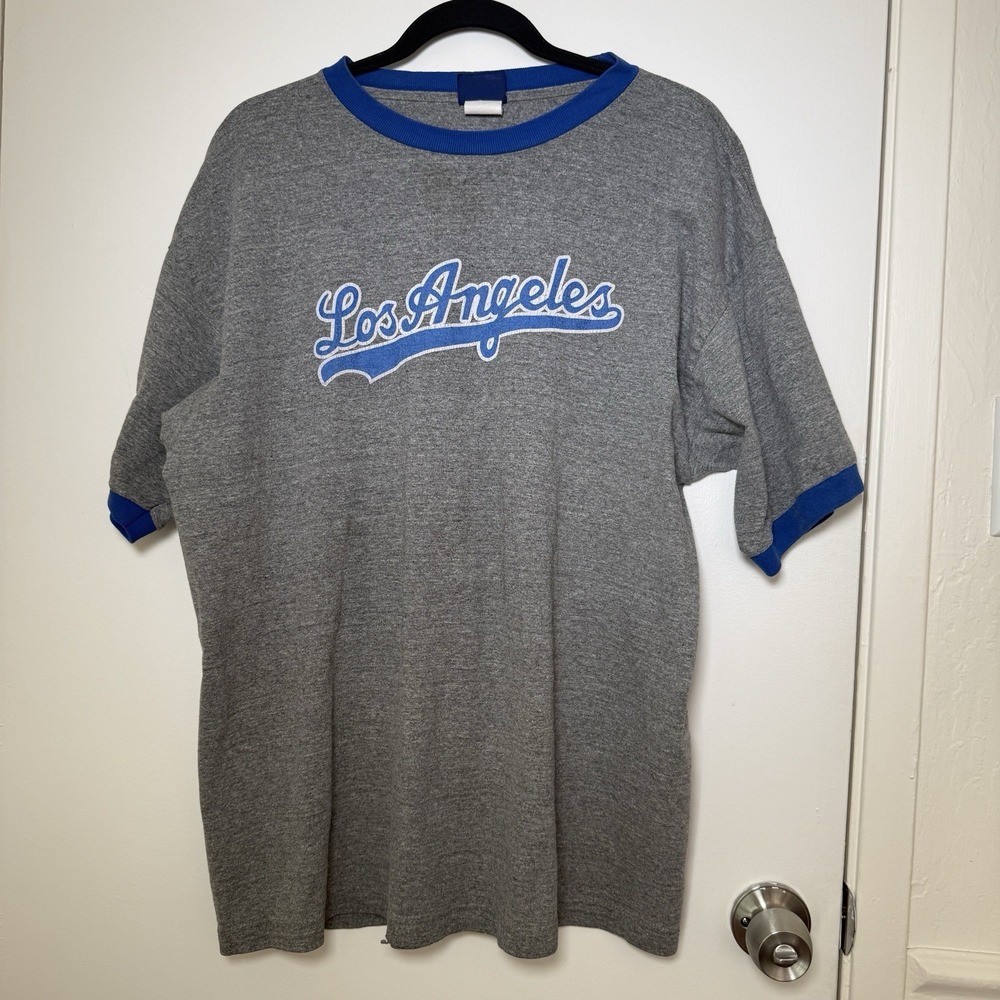 Vintage Team Apparel Los Angeles Grey Blue S/S Graphic Tshirt XL Dodgers MLB